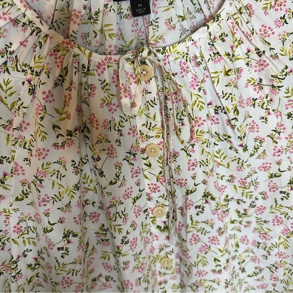 J Crew Tie-Sleeve Button-Front Poplin Top Meadow Floral Size M - Picture 5 of 15